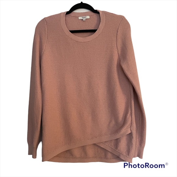 SOLD. Madewell | Wrap waffle knit rose pink sweater - Picture 3 of 10